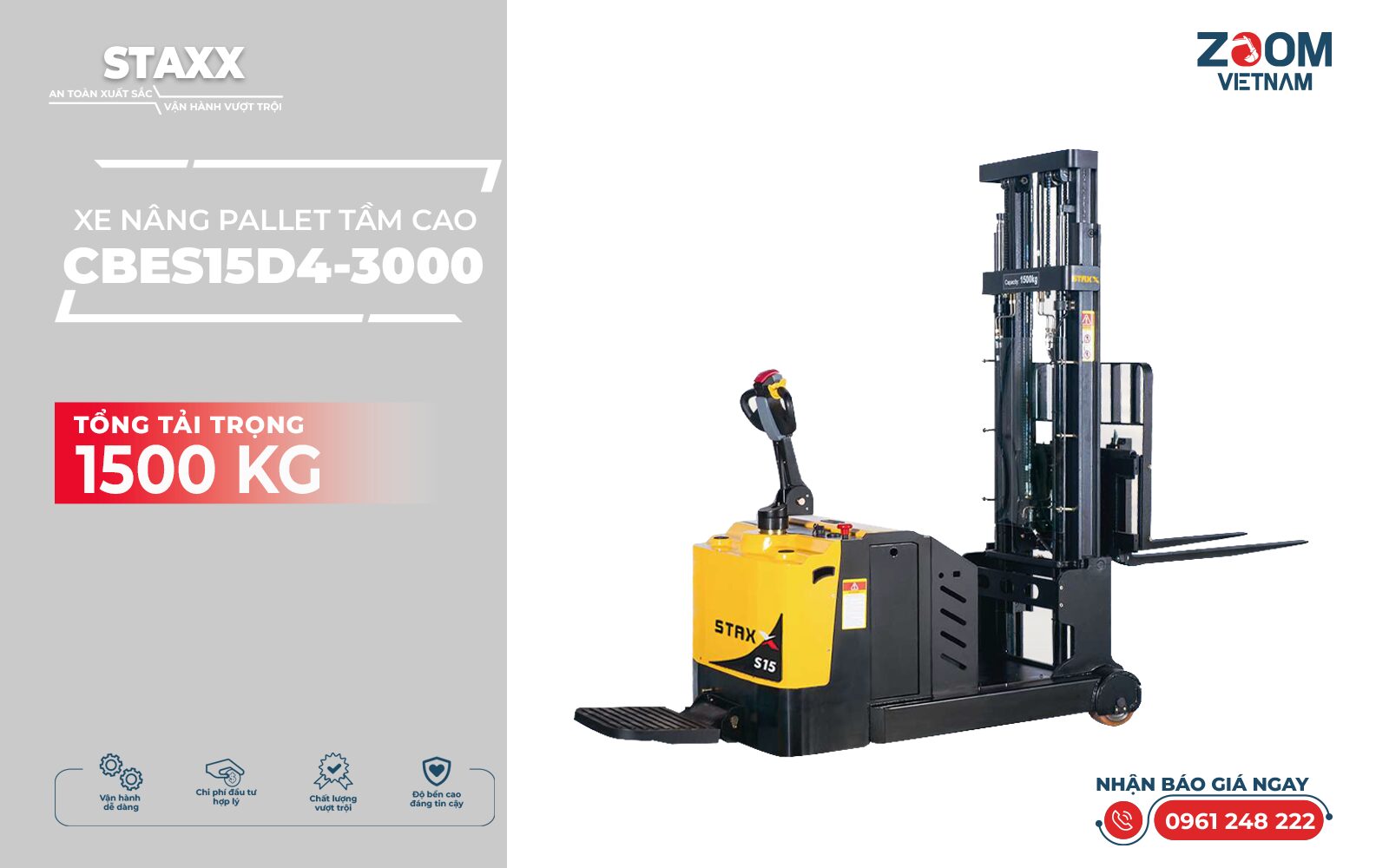 Xe Nâng Pallet Tầm Cao CBES15D4-3000