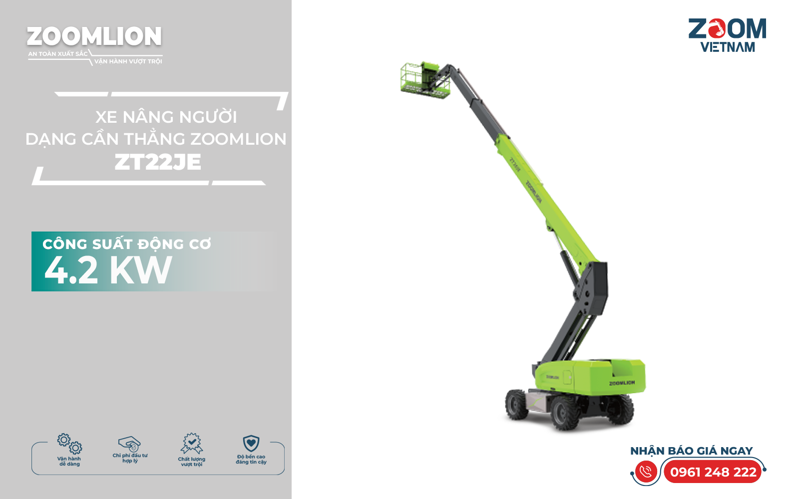 Xe Nâng Cần Thẳng Zoomlion ZT22JE