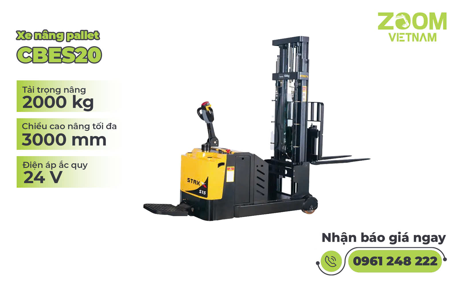 XE NÂNG PALLET TẦM CAO 2 TẤN CBES20