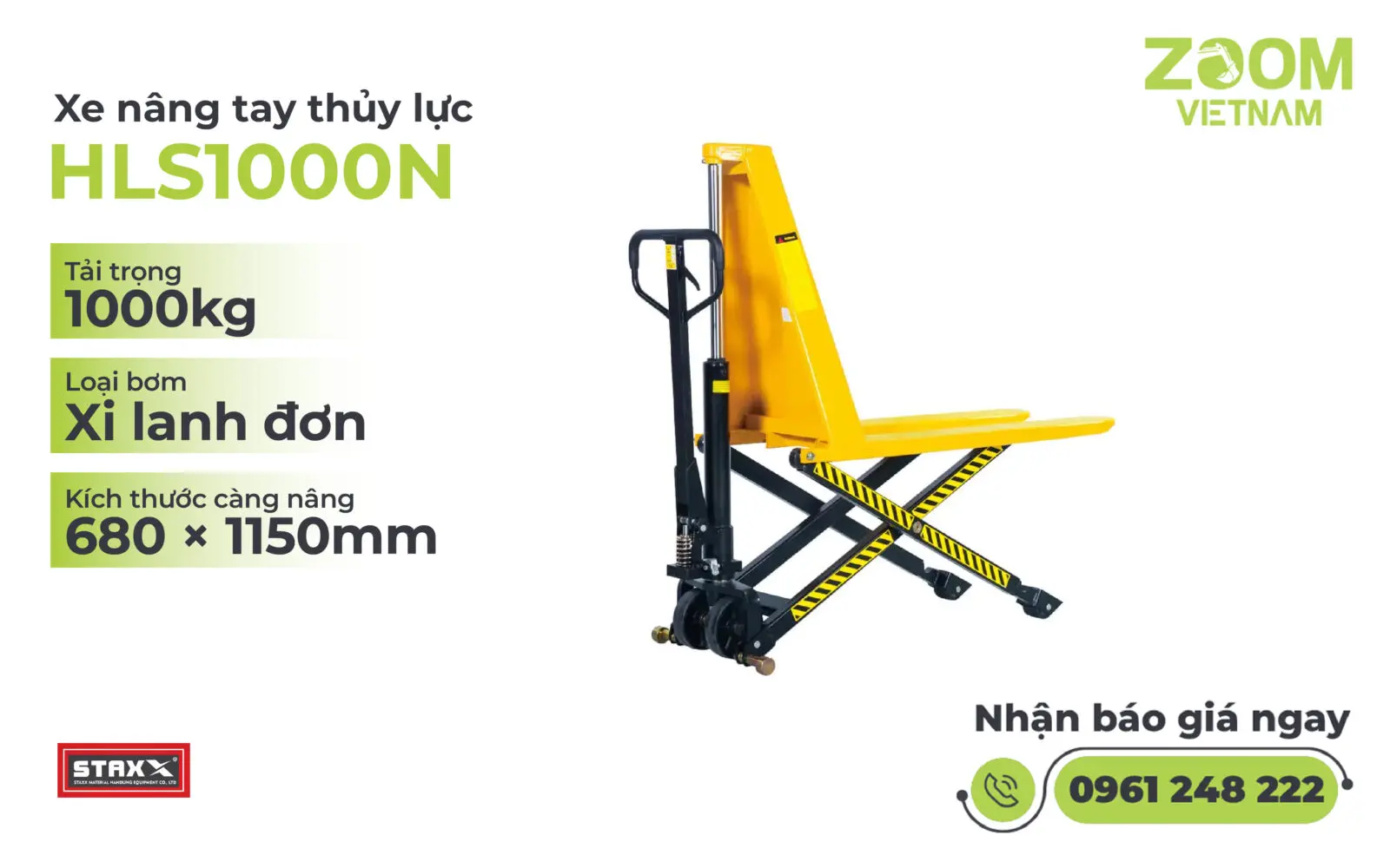 Xe nâng tay thủy lực HLS1000N