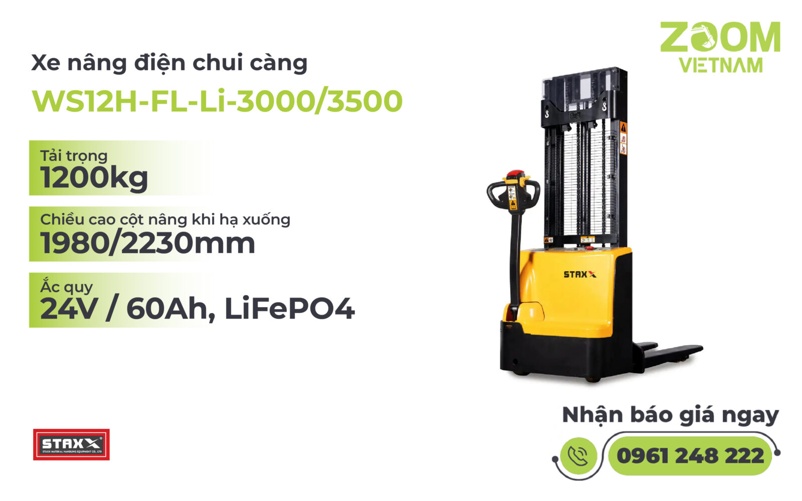 Xe nâng tay điện dạng chui càng