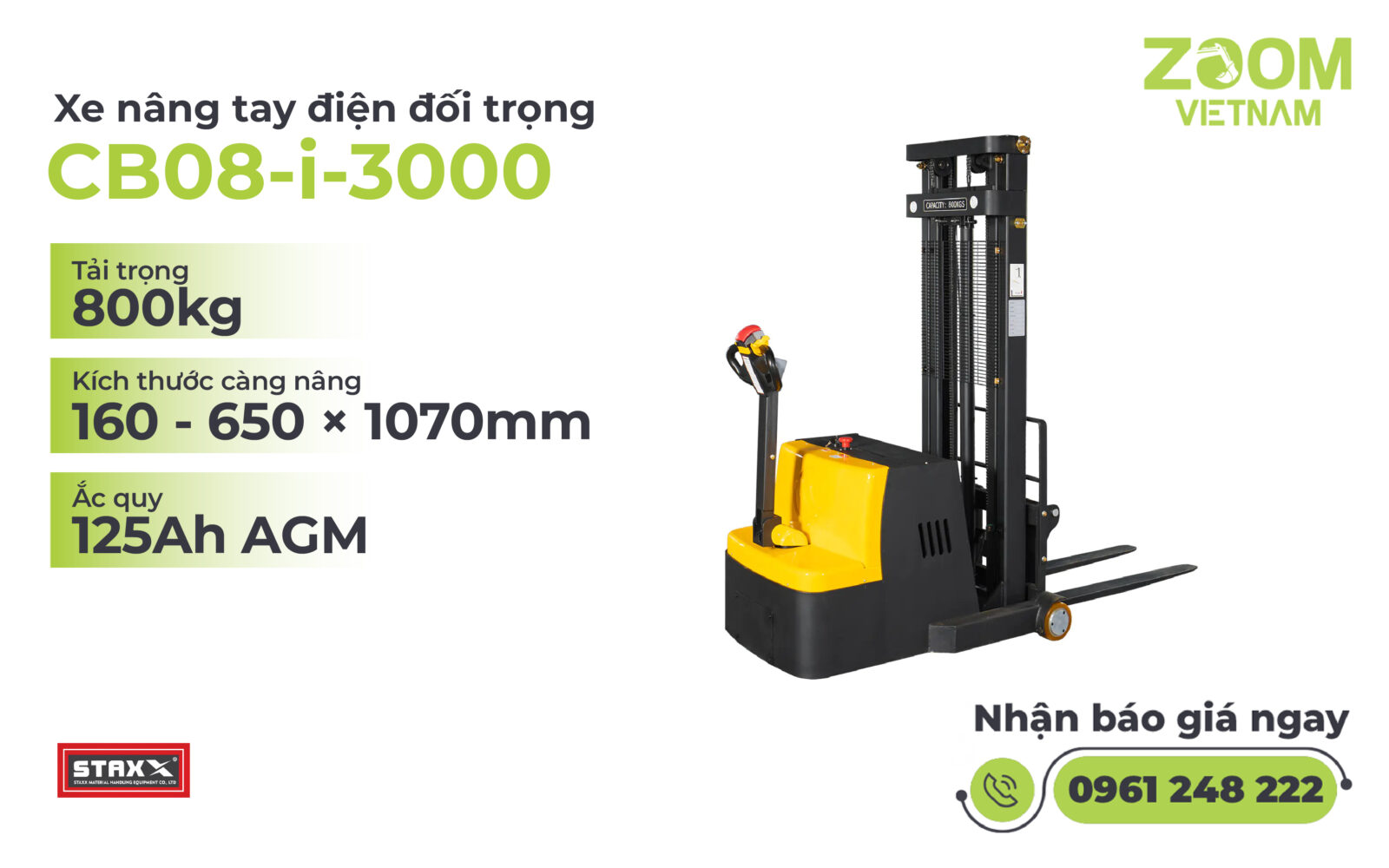 xe nâng tay đối trọng CB08-i-3000