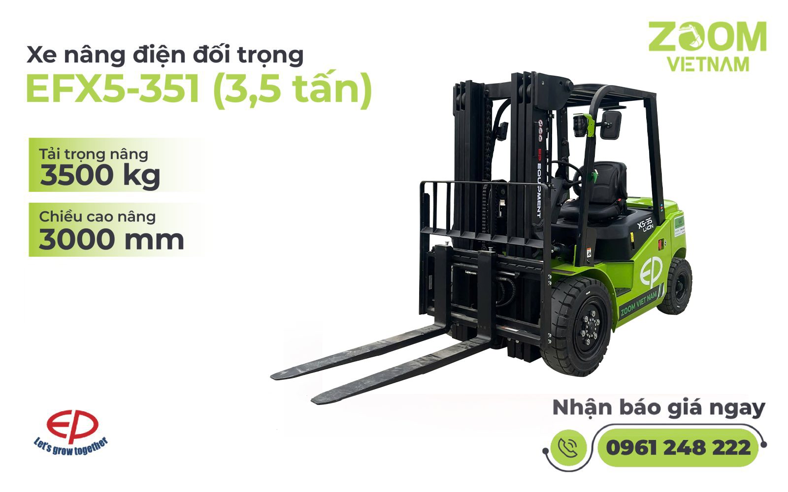 Xe nâng điện đối trọng 3,5 tấn EFX5-351