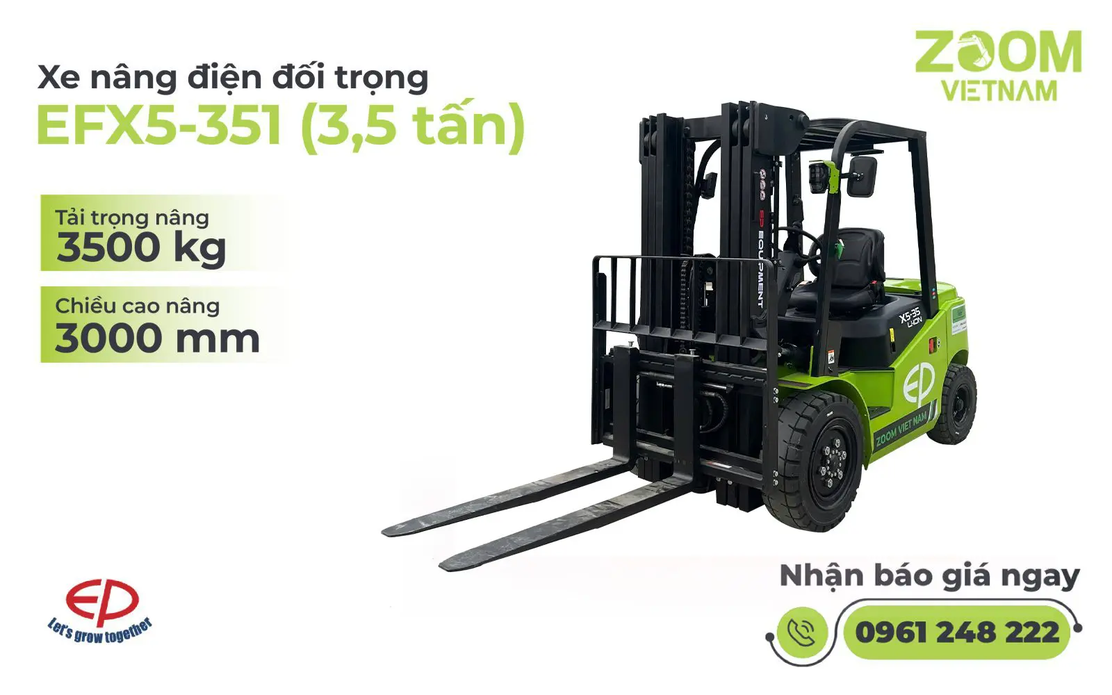 Xe nâng điện đối trọng 3,5 tấn EFX5-351