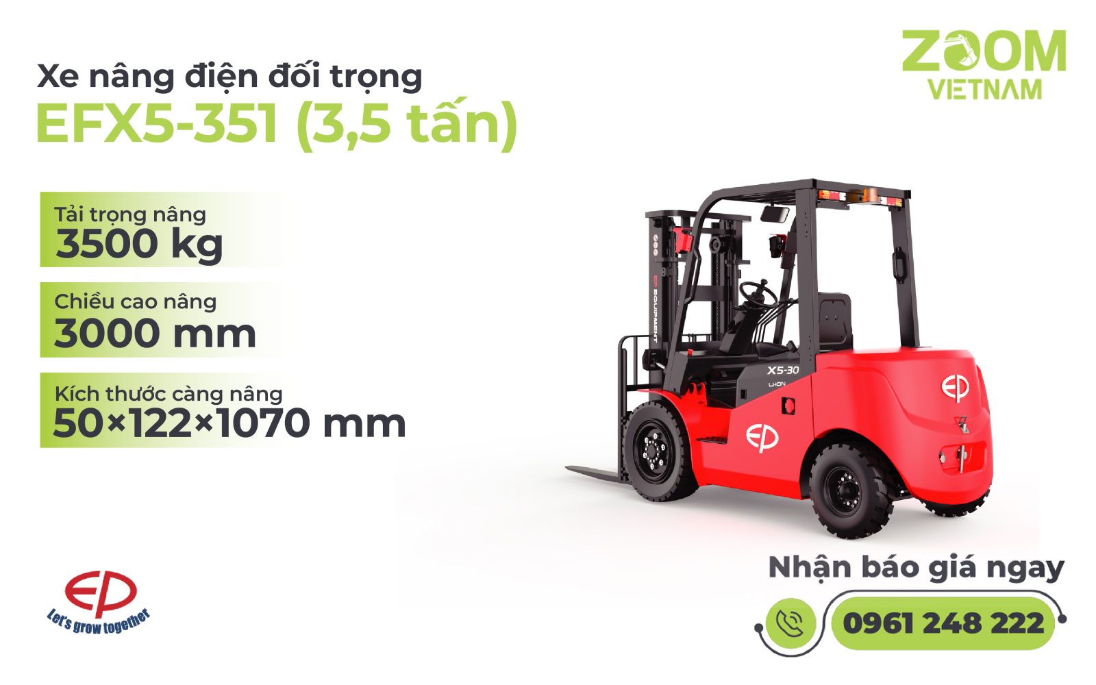 Xe nâng điện đối trọng 3,5 tấn EFX5-351
