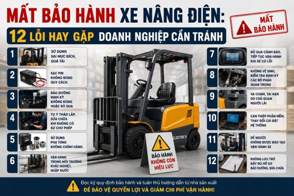 Mất Bảo Hành Xe Nâng Điện: 12 Lỗi Hay Gặp Doanh Nghiệp Cần Tránh